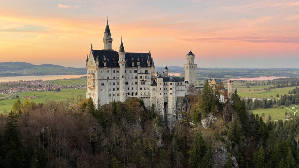 neuschwanstein castle at sunset